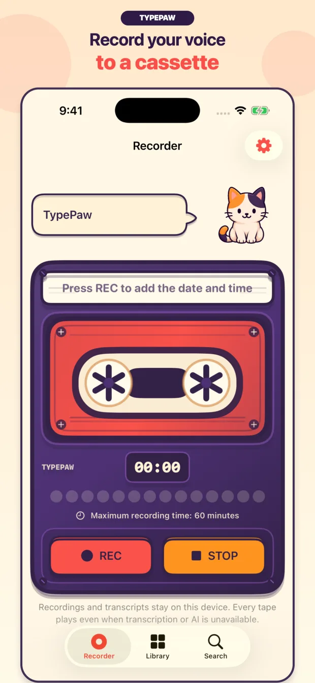 TypePaw cassette recorder
